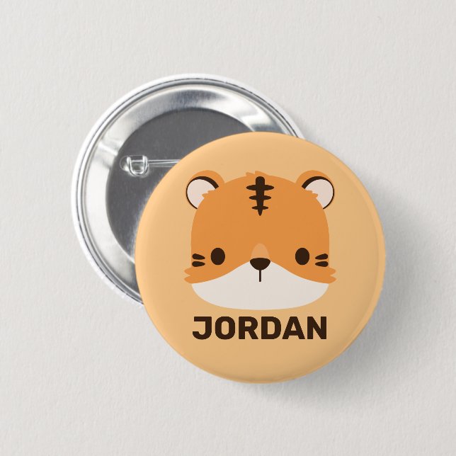 Niedliches Tiger mit Personalisiertem Namen Button (Vorne & Hinten)