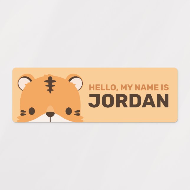 Niedliches Tiger mit Personalisiertem Namen Etiketten (Design 1)