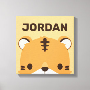 Niedliches Tiger mit Personalisiertem Namen Leinwanddruck