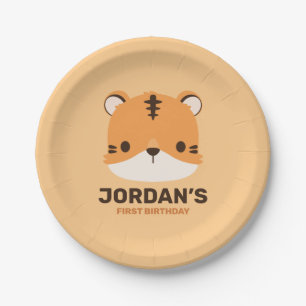 Niedliches Tiger mit Personalisiertem Namen Pappteller