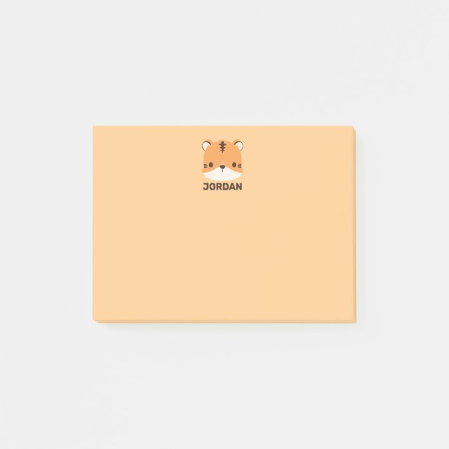 Niedliches Tiger mit Personalisiertem Namen Post-it Klebezettel (Vorderseite)