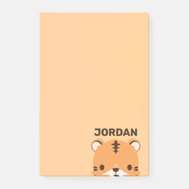 Niedliches Tiger mit Personalisiertem Namen Post-it Klebezettel (Vorderseite)