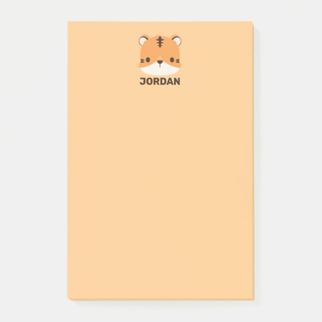 Niedliches Tiger mit Personalisiertem Namen Post-it Klebezettel (Vorderseite)