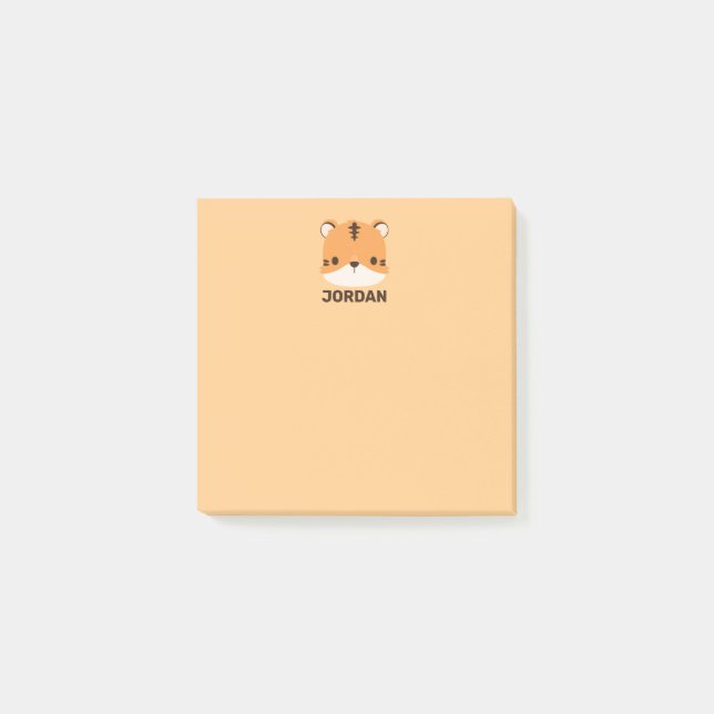 Niedliches Tiger mit Personalisiertem Namen Post-it Klebezettel (Vorderseite)