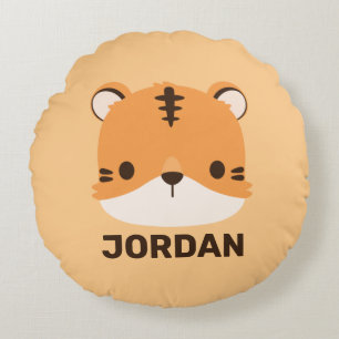 Niedliches Tiger mit Personalisiertem Namen Rundes Kissen