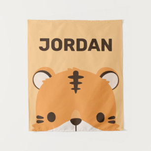 Niedliches Tiger mit Personalisiertem Namen Wandteppich