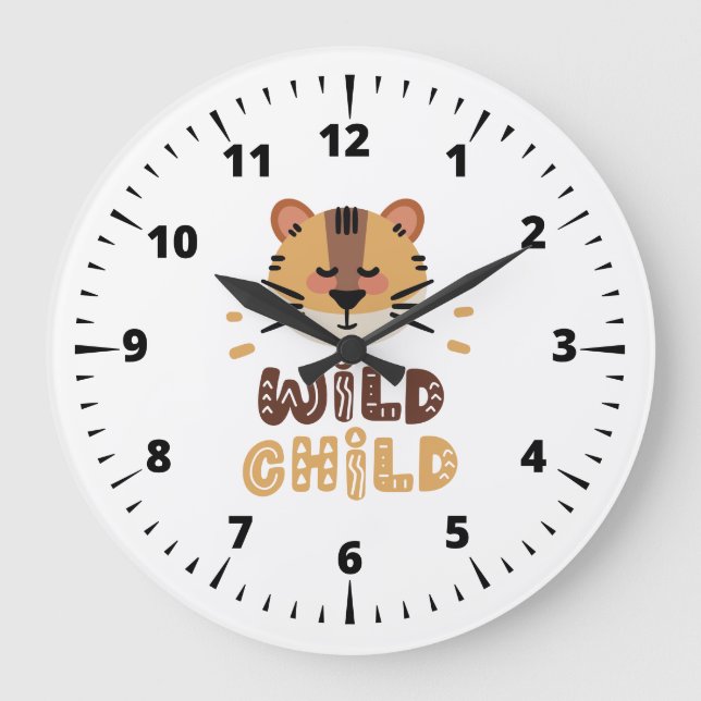Niedliches Tiger Wildkind Große Wanduhr (Vorderseite)