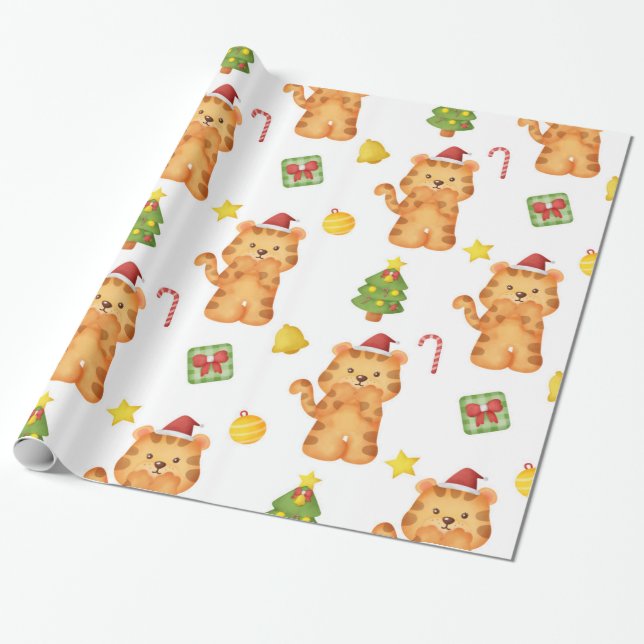 Niedliches Tiger-Wrapping-Papier Geschenkpapier (Ungerollt)