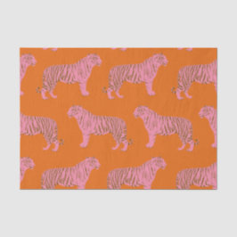 Niedliches Tigermuster in kräftigem Rosa und Orang Seidenpapier