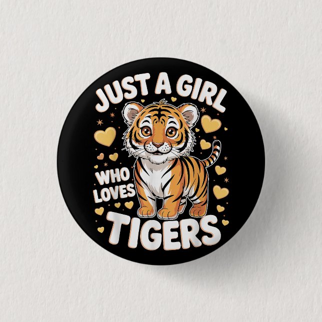 Niedliches Tigertier nur ein Mädchen, das Tiger Li Button (Vorderseite)