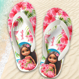 Niedliches Tiki Girl Summer Tropical Name Girl's Kinderbadesandalen