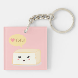 Niedliches Tofu frage Menschen zur Liebe Schlüsselanhänger