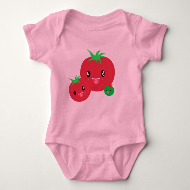 Niedliches Tomato kawaii-Baby Baby Strampler (Vorderseite)