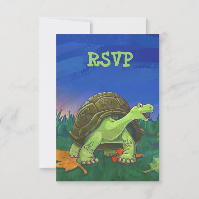 Niedliches Tortoise Party UAWG RSVP Karte (Vorderseite)