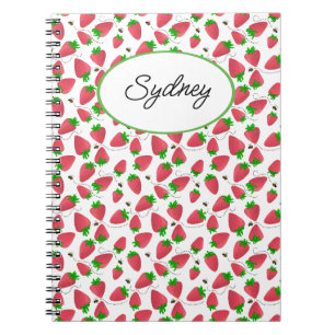 Niedliches Tossed Strawberries Bier Notebook Notizblock