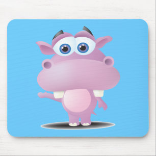 niedliches trauriges kleines Nilpferd Mousepad