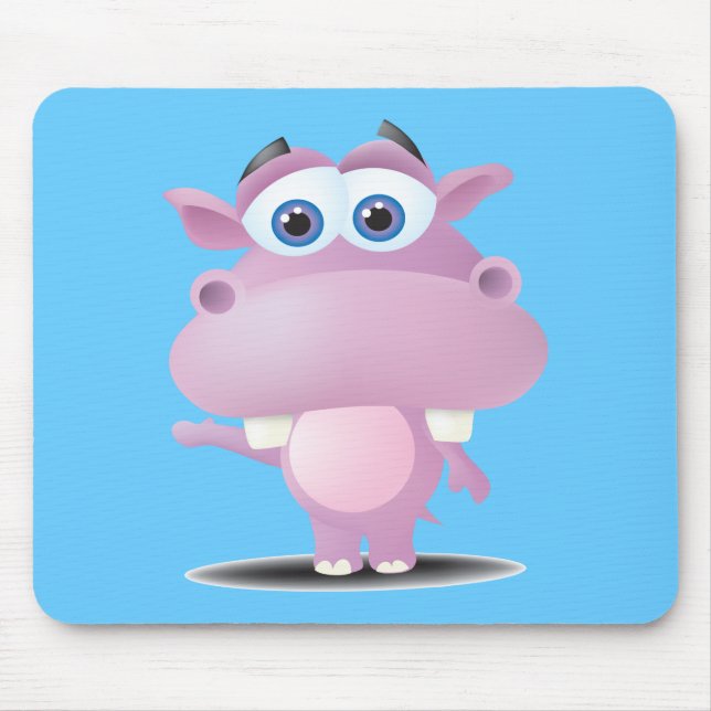 niedliches trauriges kleines Nilpferd Mousepad (Vorne)
