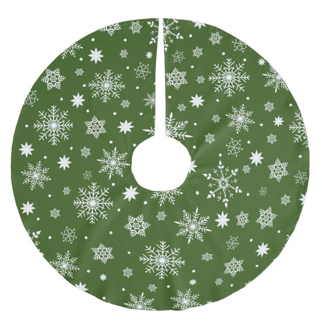 Niedliches Trending Snowflakes Muster Polyester Weihnachtsbaumdecke (Vorderseite)