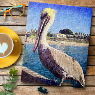 Niedliches trendy Coastal Beach Pier Pelican Bird  Puzzle