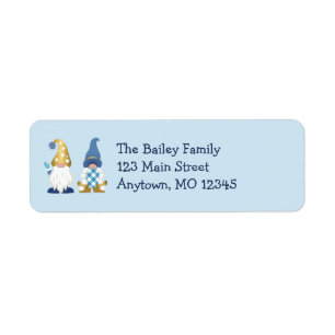 Niedliches Trendy Gnomes Blue White Gold Label