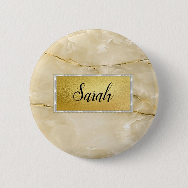 Niedliches trendy Gold-Marmor Button (Vorderseite)