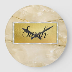 Niedliches trendy Gold-Marmor Große Wanduhr