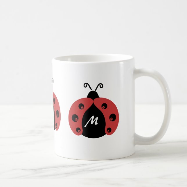 Niedliches trendy ladybug Monogramm Tasse (Rechts)