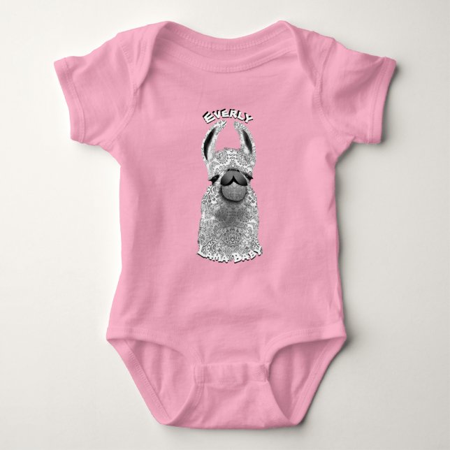Niedliches trendy Whimsical Pattern Llama Baby Strampler (Vorderseite)