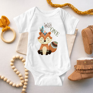 Niedliches Tribal Baby Fox Wild One Baby Strampler