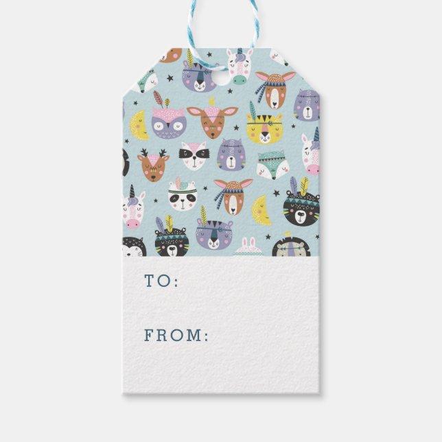 Niedliches Tribal-Gesichtsmuster Geschenkanhänger (Vorderseite)