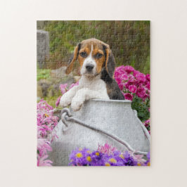 Niedliches Tricolor Beagle-Hundewelpen-Butterfaß - Puzzle