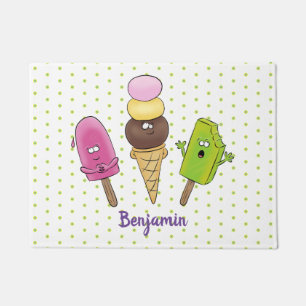 Niedliches Trio aus Cartoon-Eis Fußmatte