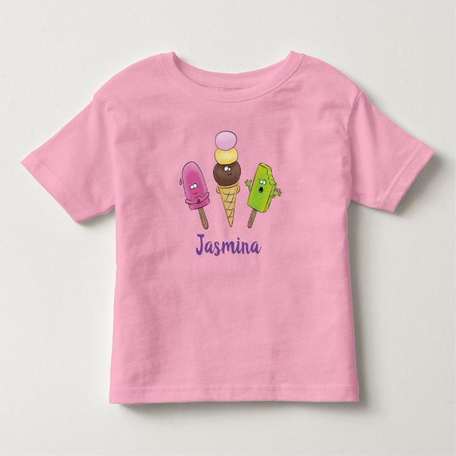 Niedliches Trio aus Cartoon-Eis Kleinkind T-shirt (Vorderseite)