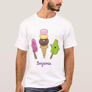 Niedliches Trio aus Cartoon-Eis T-Shirt