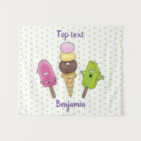 Niedliches Trio aus Cartoon-Eis