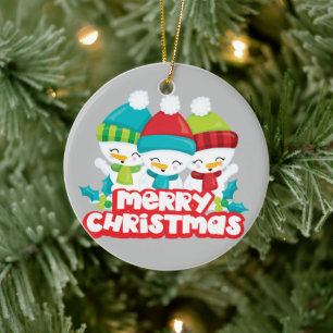 Niedliches Trio von Snowmen - Urlaub Keepake Keramik Ornament
