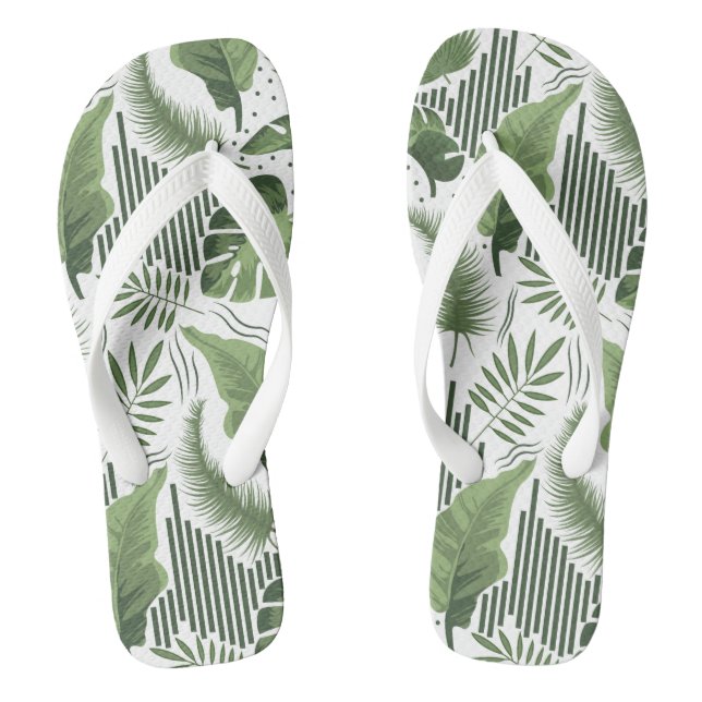 Niedliches Tropenblattmuster Flip Flops (Fußbett)
