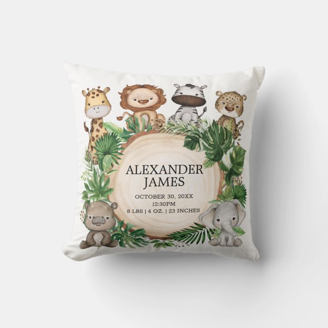 Niedliches Tropical Jungle Safari Animals Boy Kind Kissen (Vorderseite)