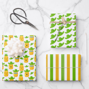 Niedliches Tropisches Ananas-Umhüllungspapier Set  Geschenkpapier Set