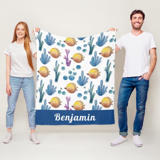 Niedliches tropisches Meeresmuster Fleecedecke (Beispiel)