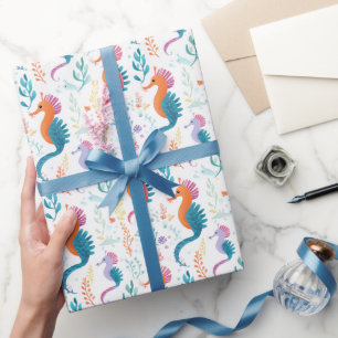 Niedliches tropisches Seepferd Ocean Beach Thema Geschenkpapier