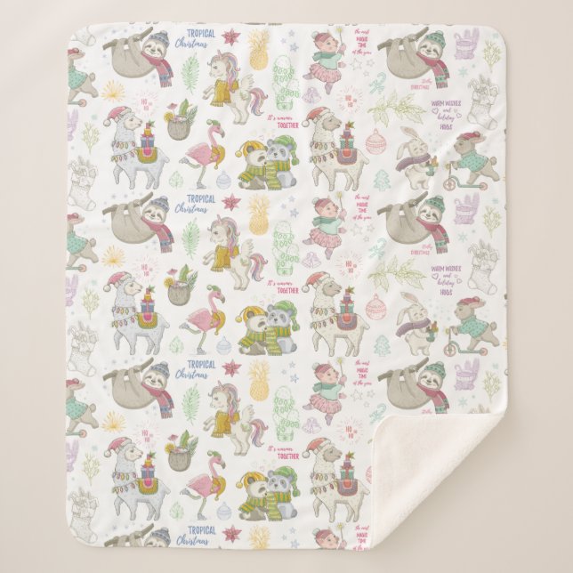 Niedliches tropisches Weihnachtssherpa Blanket Sherpadecke (Vorderseite)