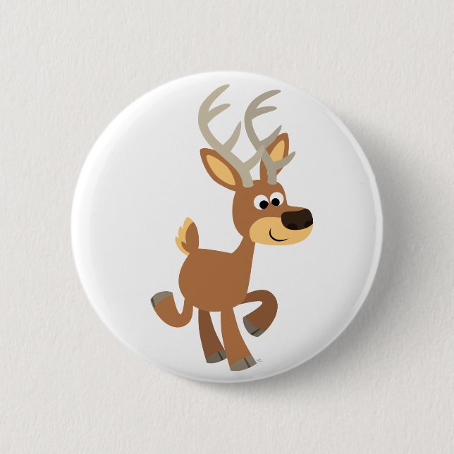Niedliches Trotting Cartoon Deer Button Abzeichen (Vorderseite)