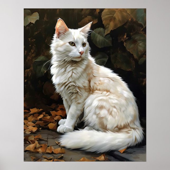 Niedliches Türkisches Angora Cat Art Print Poster (Vorne)