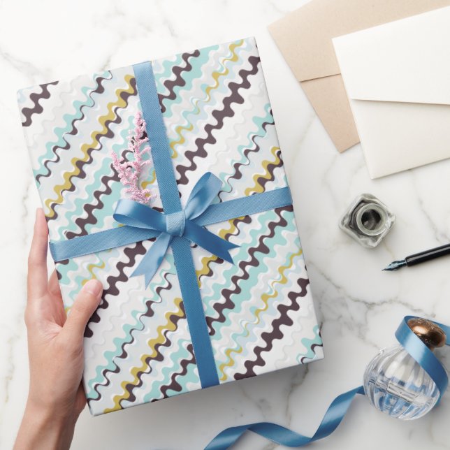 Niedliches, türkisfarbenes abstraktes Muster Monog Geschenkpapier (Schenken)