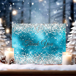 Niedliches türkisfarbenes Imitat Glitzer Dankeskarte