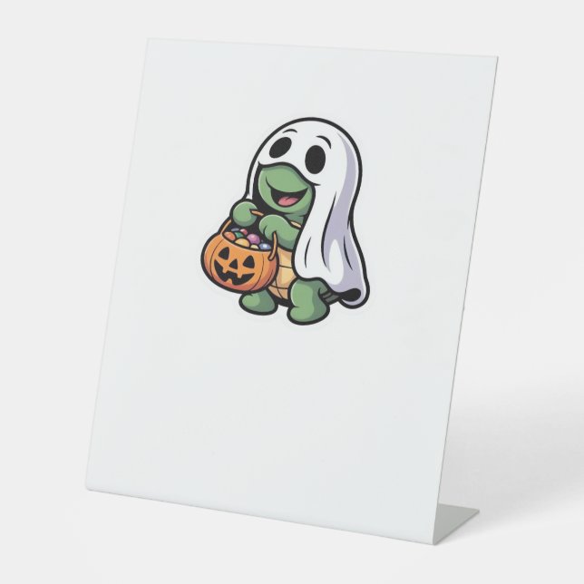 Niedliches Turtle Ghost Kostüm � Adortable Hallowe Sockelschild (Vorderseite)