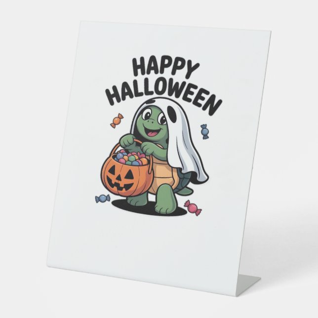 Niedliches Turtle Ghost Kostüm � Adortable Hallowe Sockelschild (Vorderseite)
