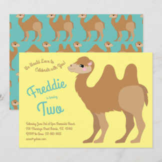 Niedliches Two Hump Camel Kids 2. Geburtstags-Part Einladung
