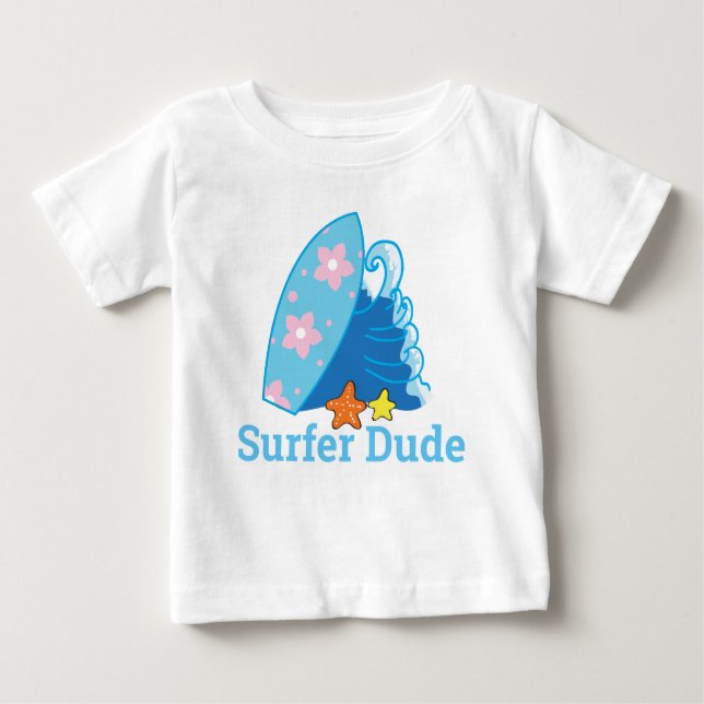 Niedliches Typ Surfboard und Wave Baby T-shirt (Vorderseite)